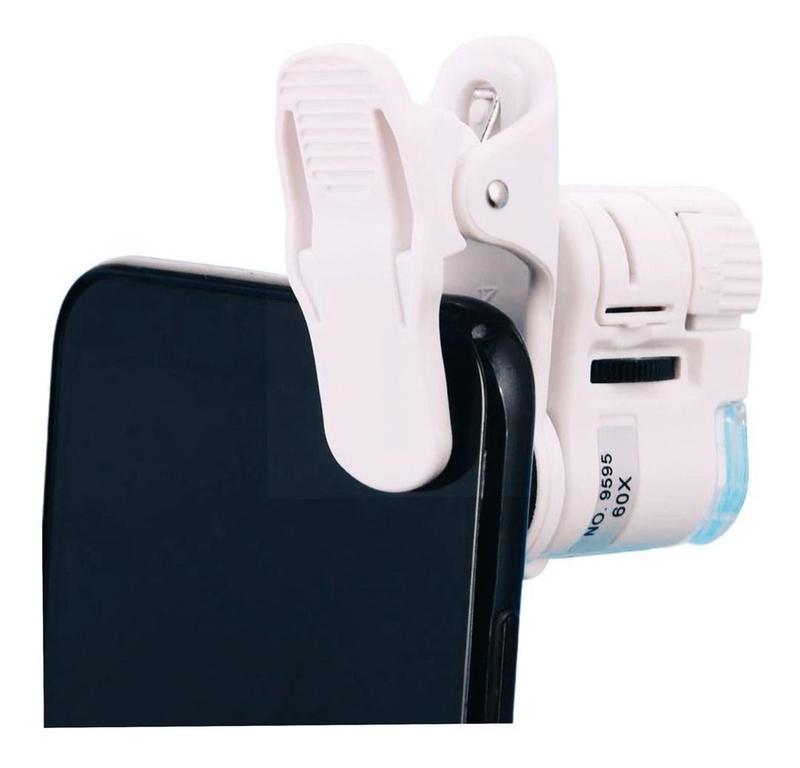 Mini Microscópio Lupa Portátil Câmera Zoom Celular Led 60x - Lupa